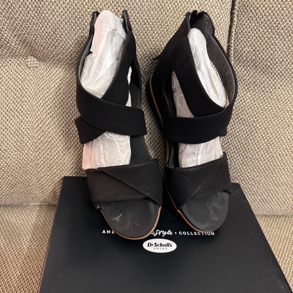 Dr. Scholl's Womens Golden Hour Ankle Strap Sandal - Black Sz 8